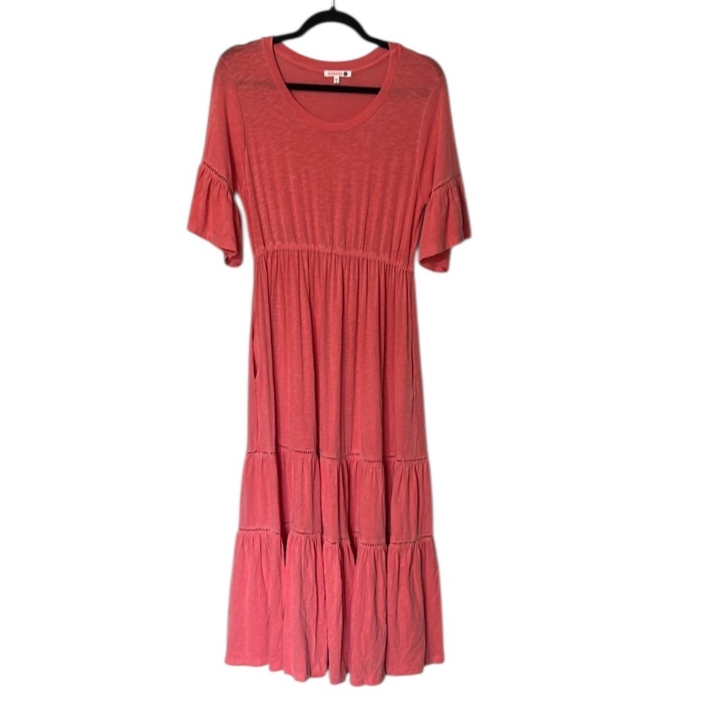 Sundry Coral Colored Tiered Maxi Dress Size 2 - Medium - Picture 2 of 9